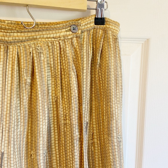 100% Silk Maxi Skirt with Pockets Vintage Button Closure Earthy Cottage Core - Picture 1 of 7